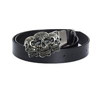 MANYMANY Ceinture en Cuir tête de Mort Noir Marron Squelette PU Ceinture Gothique Vintage Ceinture en Cuir Punk Rire tête de Mort Ceintures, 9 Tailles