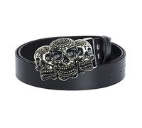 MANYMANY Ceinture en Cuir tête de Mort Noir Marron Squelette PU Ceinture Gothique Vintage Ceinture en Cuir Punk Rire tête de Mort Ceintures, 9 Tailles