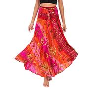 MANYMANY Jupe BohèMe Multicolore pour Femmes, Jupe Gitane Indienne, Jupe BohèMe Maxi Jupe De Yoga Hippie 2 en 1 Robe Licou