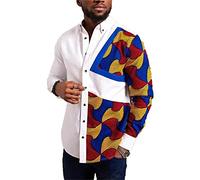 MANYMANY Vêtements pour Hommes africains Dashiki Hauts Traditionnel à Manches Longues Robe Africaine Chemise Graphique Patchwork Slim Fit Chemises