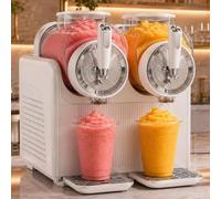 MANYOUYOU Machine à Granité Commerciale 2x2l Double Réservoir Machine à Boissons Glacées en INOX Distributeur De Boissons Frappées Smoothie 7 Modes Préréglés, pour Restaurants Cafés Bars White
