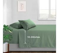 Manyshofu Draps très Profonds Format King - Draps et taies d'oreiller de Luxe hôtelière 1800 Fils au Pouce carré - Parure de lit en Microfibre jusqu'à 61 cm - Vert Sauge - Poches Profondes de 45,7 à