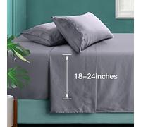 Manyshofu Parure de lit 3 pièces à Poches très Profondes - Draps de lit pour Enfants jusqu'à 61 cm, Poches de 45,7 à 61 cm, Gris (MSF0811-0208)