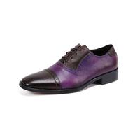 MANYUBEI Chaussures en Cuir pour Hommes, Chaussures Richelieu À Lacets en Cuir Véritable Grande Taille Coutures Basses Bout Pointu Respirantes Confortables Décontractées, 39 EU,Purple