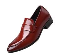 MANYUBEI Chaussures en Cuir pour Hommes, Mocassins À Enfiler De Grande Taille, Chaussures De Ville Décontractées Basses Bout Pointu Travail De Bureau Chaussures Confortables Et Respirantes, 42 EU,Red