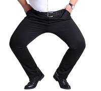 MANYUBEI Pantalon Formel pour Hommes, Extensible Grande Taille Taille Haute Décontracté pour Le Travail Au Bureau Intelligent Jambe Droite Pantalon Habillé Confortable Ample,9XL,Black