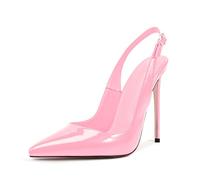 MANYUBEI Talons Hauts pour Femme, Sandales À Talons Aiguilles Grande Taille 12 Cm, Couleur Unie avec Boucle Arrière Creuse Escarpins Pointus pour Dîner Bal Mariage Pink,43 EU