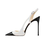 MANYUBEI Talons Hauts pour Femmes, Sandales À Talons Aiguilles De Grande Taille 12 CM Escarpins Pointus avec Boucle Arrière Creuse sur Le Côté pour Dîner, Bal De Promo, Mariage, 38 EU, White