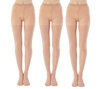 MANZI 1 à 3 paires de collants convertibles basiques de danse de ballet pour femmes filles 40 deniers, 3 paires Nude naturel, S