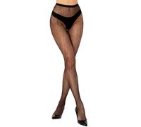 MANZI Collants en résille noir à motif pour femme | 1 paire de bas en résille élastique taille haute
