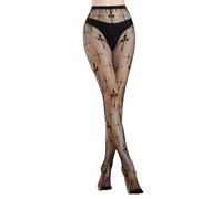 MANZI Collants résille pour femme Noir à motifs collants tendance Halloween, Croix, Taille unique