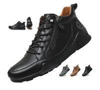 MAOAEAD Bottes à enfiler en cuir de qualité supérieure pour homme - Bout large, soutien de la voûte plantaire, imperméables, semelle antidérapante et chaleur pour tous les jours, les voyages et les