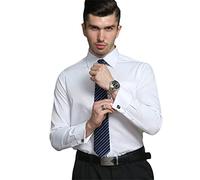MAOAEAD Chemise à manches longues pour homme avec poignets français classiques à rayures, chemise de ville avec poche plaquée unique, chemises business coupe standard
