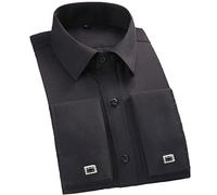 MAOAEAD Chemise à manches longues pour homme avec poignets français classiques à rayures, chemise de ville à poche plaquée unique, chemises d’affaires coupe standard