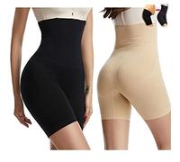 MAOAEAD Lot de 2 shorts gainants pour femme - Taille haute - Sans couture - Culottes gainantes - Rehausse les hanches et les cuisses (noir + peau, XS/S)