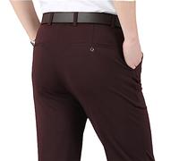 MAOAEAD Pantalon Classique Homme High Stretch, Pantalon décontracté Taille Haute d'été Pantalons Homme Stretch Slim Fit Dress Pantalons (Wine Red,34W)
