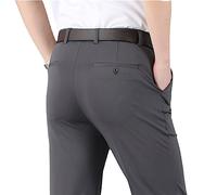 MAOAEAD Pantalon Classique Homme High Stretch, Pantalon décontracté Taille Haute d'été Pantalons Homme Stretch Slim Fit Dress Pantalons (Dark Grey,34W)