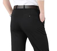 MAOAEAD Pantalon Classique Homme High Stretch, Pantalon décontracté Taille Haute d'été Pantalons Homme Stretch Slim Fit Dress Pantalons (Black,38W)