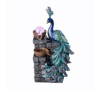 MAOCHI Fontaine à Eau décorative de Table, Paon avec Globe en Verre LED changeant de Couleur, Fontaine à Eau Zen pour la Maison/Le Bureau, décoration de Salon, 35 cm de Haut