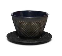 Maoci Arare Tasse à thé en fonte avec soucoupe Noir/doré