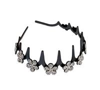 Maodom Bandeaux pour femme | Bandeau ondulé avec fleur en strass - Accessoire de cheveux tendance étincelant pour toute la journée pour salle de sport formelle, lavage du visage décontracté, spa