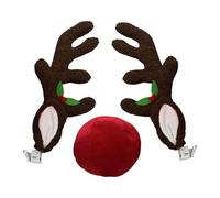 Maodom Bois de renne lumineux avec nez - Décoration de Noël | Pour véhicule automobile, VUS, fenêtre extérieure, toit