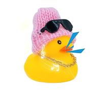 Maodom Canard pour Voiture - Ornement Tableau Bord Jouets Canard en Caoutchouc | Ornement Voiture Canard avec Anneau Bain Collier Lunettes Soleil Chapeau pour décor