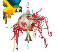 Maodom Jouet déchiqueteur d'oiseaux, balle à mâcher pour moineau, jouet à mâcher pour oiseaux, balle en rotin avec cloche, convient pour perruches, perroquets, poulets, hamsters