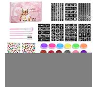 Maodom Kit de peinture de visage pour | Palette de peinture faciale activée par l'eau avec pinceaux et pochoirs | Pochoirs pour maquillage pour cosplay, anniversaire, fête des