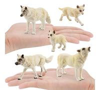 Maodom Loup Blanc - Ensemble 5 Figurines réalistes la Faune Sauvage | Zoo Animal Arctic Wolf Figures Décoration Bureau Favors Fournitures Cake Toppers Collection