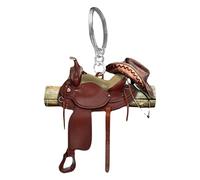 Maodom Porte-clés en selle cheval, ornement voiture - Porte-clés plat en cheval - Cadeau vintage pour sac à dos, portefeuille, décoration voiture