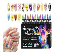 Maodom Stylos à vernis à ongles à séchage rapide, outil de dessin à double pointe - 12 stylos de peinture à ongles de couleur | pour femmes et filles, salon de manucure à domicile, fêtes, projet