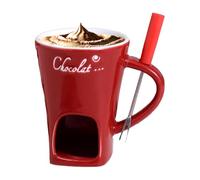Maodom Tasse à fondue | Résistant à la chaleur portable anti-adhésif - avec fourchette - Tasse à chocolat fondant - pour fromage, beurre, dessert, boisson, dîner, fête de mariage, anniversaire
