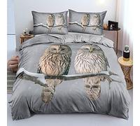 MAODU Housse de Couette 200x200 Chouette Parures de Lit Fermeture éclair avec 2 Taie d'oreiller 65x65 cm - Sets de Housse Couette en Microfibre