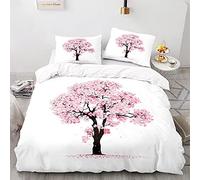 MAODU Housse de Couette 220x240 Adulte Arbre Rose Parure de Lit 220x240 Fermeture éclair avec 2 Taie d'oreiller 65x65 cm - Sets de Housse Couette en Microfibre