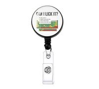 MAOFAED Enrouleur de badge amusant pour tableau périodique, cadeau pour professeur de chimie, porte-carte scientifique, cadeau scientifique, Can I Lick It