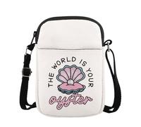 MAOFAED Sac à bandoulière The World Is Your Oyster avec citation inspirante, cadeau pour un nouveau départ, cadeaux esthétiques de l'océan (Your OysterUK)