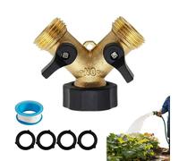 Maoggha Répartiteur de Robinet en Laiton 3/4 Pouces, Y-Distributeur à 2 Voies pour Tuyaux d’Arrosage et Appareils Électroménagers, avec Arrivée d’Eau Double, Écrou-Union Rotatif (Couleur Laiton)
