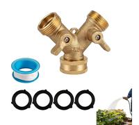 Maoggha Répartiteur de Robinet en Laiton 3/4 Pouces, Y-Distributeur à 2 Voies pour Tuyaux d’Arrosage et Appareils Électroménagers, avec Arrivée d’Eau Double, Écrou-Union Rotatif (Ensemble en Or)
