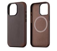 maogoam Étui de protection en cuir véritable Crazy Horse pour iPhone 13 Pro, compatible avec MagSafe, style Indiana Jones, marron foncé