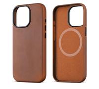 maogoam Étui de protection en cuir véritable Crazy Horse pour iPhone 13 Pro Max 6,7", compatible avec MagSafe, style Indiana Jones, marron