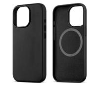 maogoam Étui de protection en cuir véritable Crazy Horse pour iPhone 15 Pro Max, compatible avec MagSafe, style Indiana Jones, noir