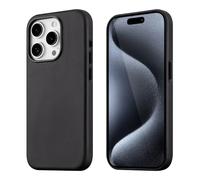 maogoam Étui en cuir véritable Crazy Horse pour iPhone 15 Pro, compatible avec MagSafe, style Indiana-Jones, noir