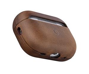 Maogoam Étui en cuir véritable pour AirPods Pro 2ème génération, étui en cuir de vache véritable vintage Crazy Horse pour Airpods Pro 2, style rétro Indiana-Jones, LED avant visible, marron foncé