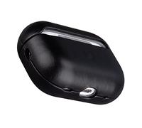 Maogoam Étui en cuir de vachette véritable tanné végétal pour AirPods Pro 2e génération 2022 avec bouton de synchronisation, design élégant, LED avant visible, noir brillant
