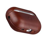 Maogoam Housse en Cuir pour AirPods Pro 2 (2ᵉ Génération 2022-2024) avec Bouton de Synchronisation - Cuir Végétal de Vache Authentique Tanné, Style Élégant, LED Frontale Visible, Couleur Rouge-Brun