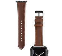 maogoam iWatch - Bracelets en cuir compatibles avec Apple Watch 42/44/45 mm, bracelet en cuir véritable pour Apple Watch 9/8/7/6/5/4/3/2/1 SE, style Indiana Jones, marron foncé