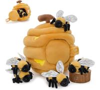 MaoGoLan 6 Pcs Peluche Abeille - 1 nid d'miel et 5 bébés Abeille - Jouet Doux et Peluche, Adorable pour câliner et Jouer, pour Enfants et Adultes, Cadeau pour Garçons Filles(26cm)