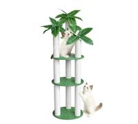 MAOHEGOU Arbre à chat cylindrique imperméable avec feuilles vertes, planche en plastique et griffoir pour chat, 172,7 cm, utilisé dans un catio, une terrasse, un patio