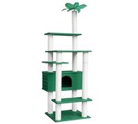 MAOHEGOU Tour à chat d'extérieur résistante aux intempéries de 188 cm de haut, arbre à chat à plusieurs niveaux, grande niche à chat avec planche en PVC et griffoir, pour maison à chat extérieure et